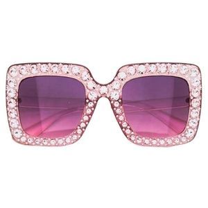 NEW Pink Oversized Square Crystal Sunglasses